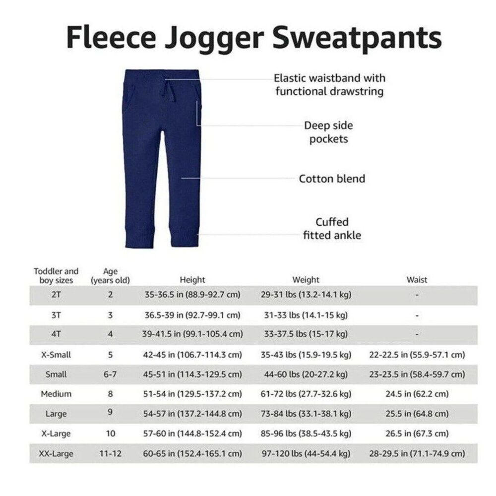 Fleece Jogger Pants Size M 8 Years Sweatpants Black NWT - Picture 6 of 16